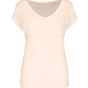 Ladies' V-neck Linen T-shirt, miniatyr 2